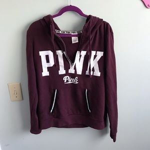 Burgundy PINK Pull over quarter zip sweatshirt